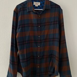 Men's Blue and Brown Plaid Shirt